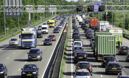 Traffic jam on the Dutch highway A2 – File snelweg – Utrecht