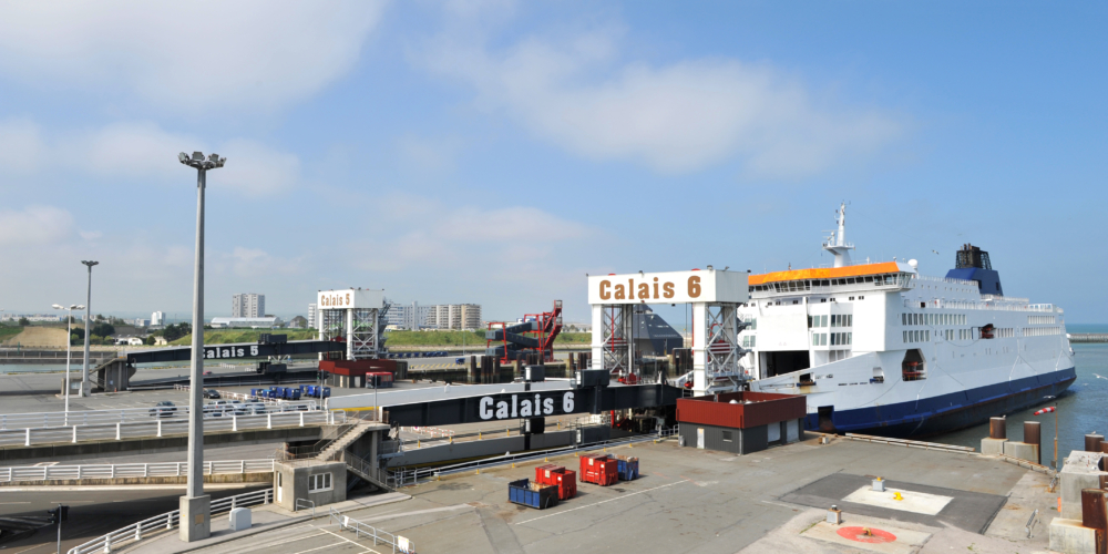Car ferry loading at the port of Calais in France – Ferry