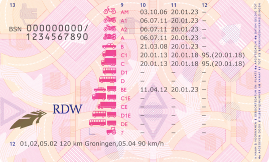 Rijbewijs RDW NL achterzijde 19012013