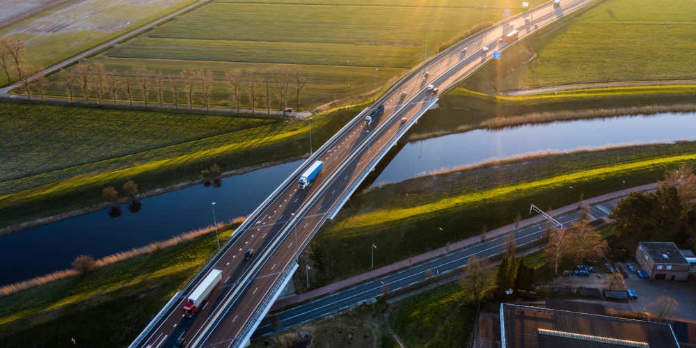 Viaduct – A59 – near Waalwijk, Noord Brabant, – Snelweg – aerial – luchtfoto