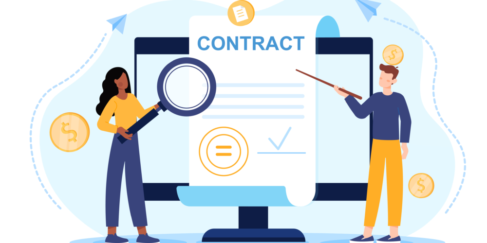 Signing of a business contract concept