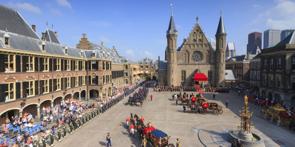 royal carriage arriving on Binnenhof during Prinsjesdag