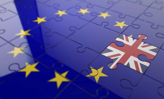 EU and UK flag puzzle pieces Brexit