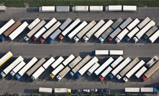 Truck parking place from above